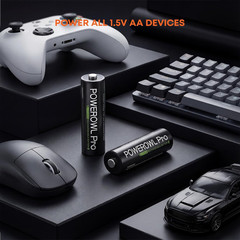 POWEROWL Pro 1.5V Rechargeable AA Batteries Lithium with Charger, 3600mWh Double