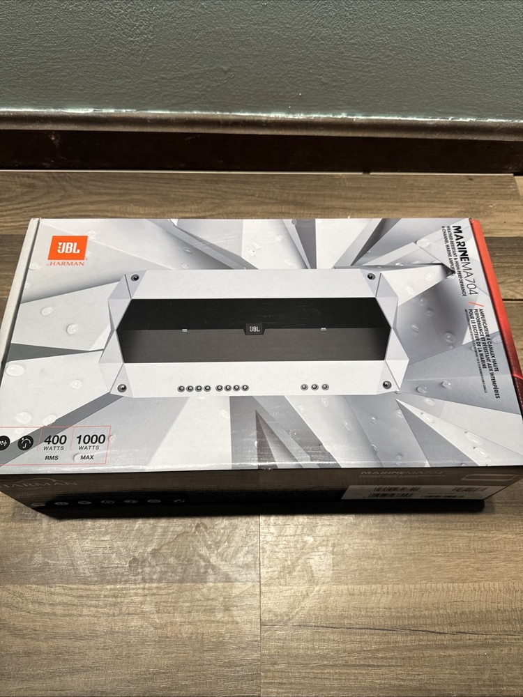 JBL MA704 Marine 4-Channel 1000w Amplifier 400w RMS Class-D 100w x4 Amp New