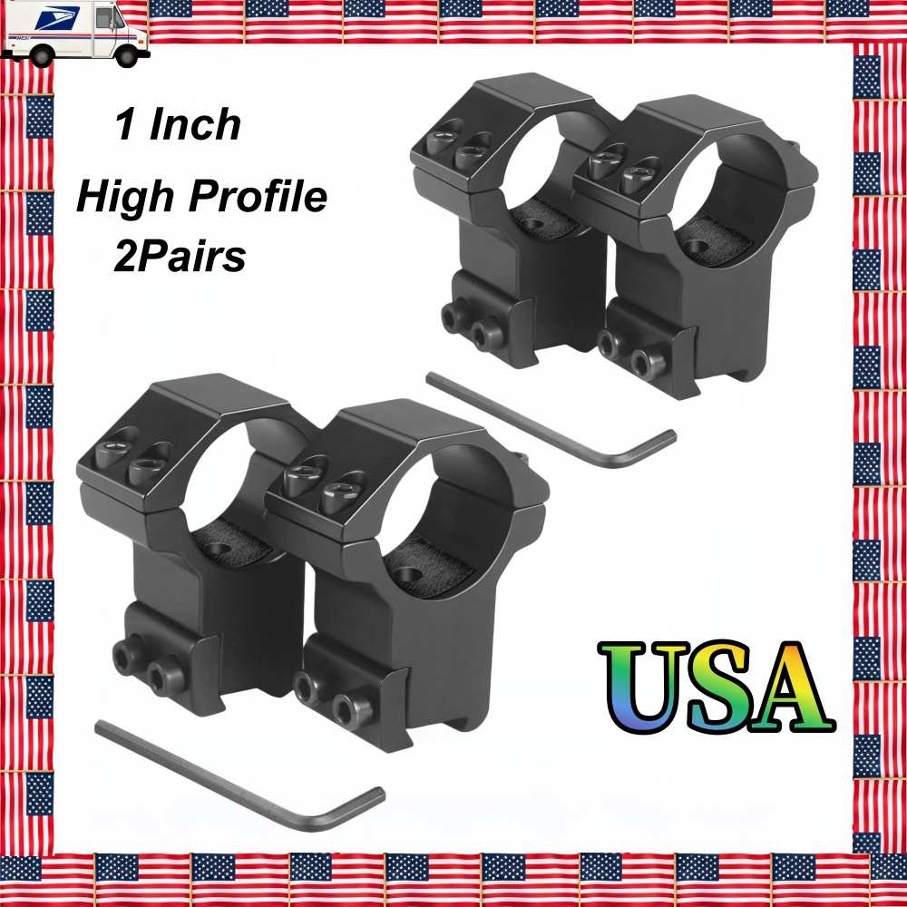 1 Inch Scope Rings , High Profile Mount for 11 mm High , Black 2Pairs