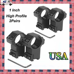 1 Inch Scope Rings , High Profile Mount for 11 mm High , Black 2Pairs