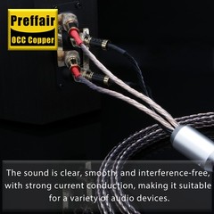 Pair 7N OCC Copper HiFi Audio Bi-Wire Speaker Cable Banana Plug 24 Strands Wire