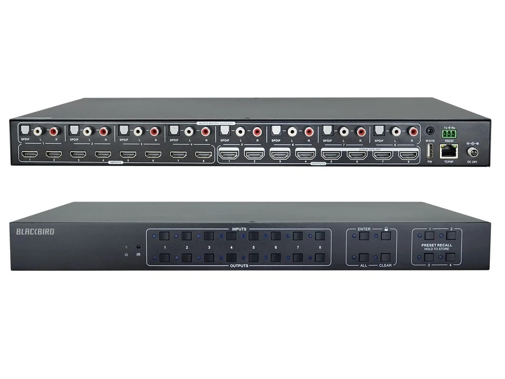 Blackbird 4K 8×8 HDMI Matrix w/ HDMI 2.0 HDR, 18Gbps, 8 SPDIF Outputs, HDCP2.2