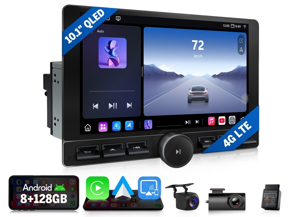 10.1″ 8+128G 2DIN Car Stereo Radio CarPlay Android Auto GPS Navi QLED Bluetooth