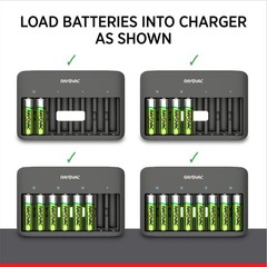 Rayovac USB Battery Charger, 8 Bay Charger for NiMH AA 1 Count, Multicolor