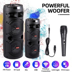 Loud Portable Bluetooth Speaker Dual Sub woofer Party Heavy Bass Sound System