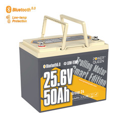 Used Power Queen 24V 50Ah Bluetooth LiFePO4 Lithium Battery for Trolling Motor