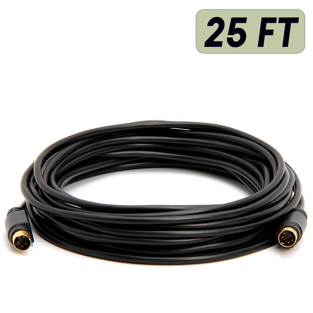 S-Video Cable Mini-Din 4 Pin SVHS Cord VCR SVIDEO Wire 3 6 12 25 75 Feet FT Lot