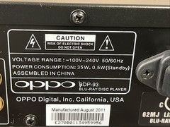 Oppo BDP-93 3D Blu-ray SACD CD DVD HD Upscaling Audiophile Disc Player w/ Remote