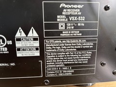 Pioneer VSX-532 5.1 AV Receiver/ No Remote/ Powers ON- Read Description