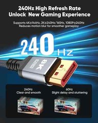 LOT2 DisplayPort Cable UHD 8K 10FT 8K@60hz, 4K@144hz32.4Gbps, HDR, HBR3 DP to DP