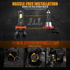 2X 240W 24000LM Canbus H11 LED Headlight Kit High Low Beam Bulb Conversion Kits