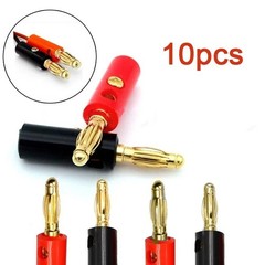 10Pcs Gold Plated Banana Plugs Audio Jack Speaker Wire Cable Screw Connector 4mm