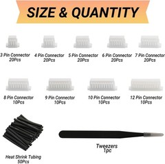 JST SH1.0mm 3-12 Pin Housing Connector 140pcs and 250pcs 10 Colors Pre-Crimpe…