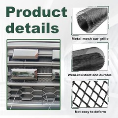 Heavy-Duty Car Grill Mesh, Aluminum Alloy Expanded Metal Sheet, Black PVC