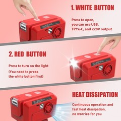 Portable 200W Inverter for 18V Battery – AC Output 110V/220V, Multiple Uses