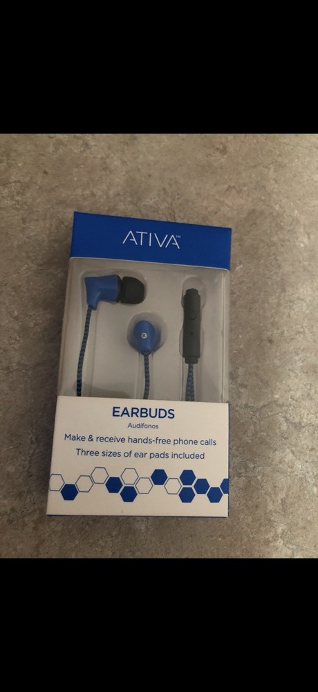 Ativa Earbuds Braided Cable 3.5mm Plug NEW NIP