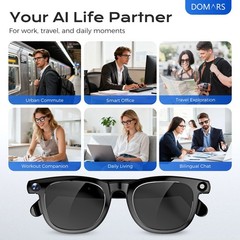 Domars AI Smart Glasses 8MP Camera ChatGPT Bluetooth Call Voice video Record