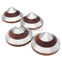 3x 46mm Rosewood + Stainless Steel Floor Speaker Shockproof Spike Pad Base Stand