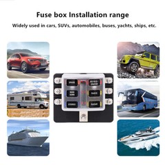1X 6 Way 12V-32V Car Marine Fuse Box Block Holder W/ 12PCS Blade Fuses Red Light