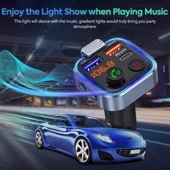 Bluetooth 5.0 FM Transmitter/Car Kit with Hands-Free Calling and 2 USB Charger