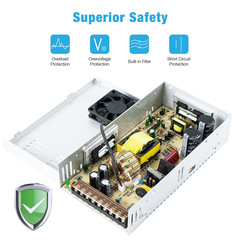AC 110V/220V to DC 12V 30A 360W Regulated Universal Switching Power Supply Tr…