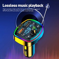 Wireless Bluetooth 5.0 Car Hands-Free FM Transmitter Adapter 2USB PD Charger US