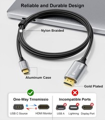 Reborn USB C to HDMI 2.1 Cable [8K@60Hz,4K@144Hz,2K@240Hz] 6FT Type C to HDMI 8K