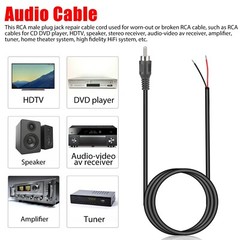 2-Pack 10 FT RCA Male Plug to Bare Wire Audio Speaker Subwoofer HDTV Cable Cord