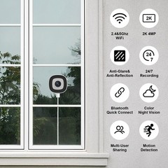 Tuya 2K Window Camera 2.4GHz & 5GHz WiFi Indoor Cameras for Home Security