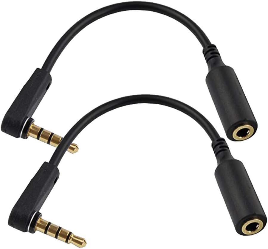 3.5Mm Extension Cable Angle Short;2Pack 6 Inch 4-Pole 3.5Mm Male Right