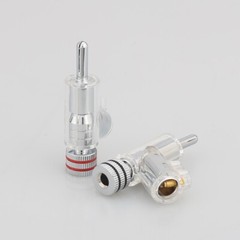 4pcs Rhodium Plated LOCK SPEAKER CABLE BANANA PLUG CONNECTOR jack
