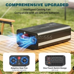 4000/8000W Power Inverter Pure Sine Wave Vehicle AC+USB+Type-C for Solar Systems