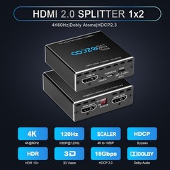 SP12H2 4K HDMI Splitter – 1×2 HDR, Dolby Vision Atmos, Down Scaler, 4K 1080P …