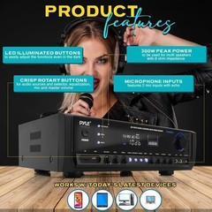 Pyle Bluetooth Digital Home Theater MP3/USB/SD Stereo Receiver 300 Watt