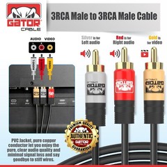 3-RCA To 3-RCA Composite Cable Red White Yellow Audio Video AV For TV VCR DVD