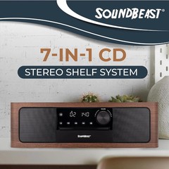 SoundBeast Stereo Shelf System with CD Player, Bluetooth, FM Radio, USB Playback