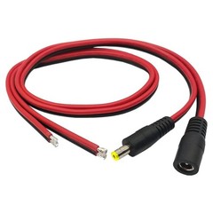 (Real 18AWG) 1 Pairs 12V 5A DC Power Pigtail Barrel Plug Connector Male + Female