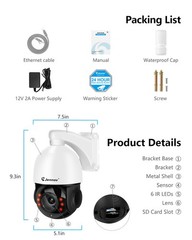Jennov 4K 8MP PoE Security Camera Outdoor 20X Zoom PTZ Camera Human Detection