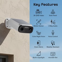 Geeni Falcon Solar Wireless Security Cameras 5MP 2K+ Color Night Vision 2 Pack