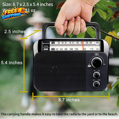 TR604 AM FM Radio Portable Radio Plug in Wall D Battery Operated Large Dial