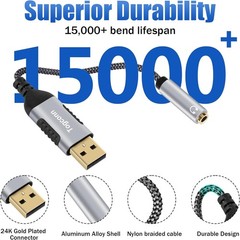 USB 3.0 Male to 3.5mm TRRS 4-Pole Female Headphone Jack Adapter, USB-A to Aux…