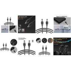 Sleek Black Waterproof DC Power Cable for Starlink for MINI Multiple Sizes