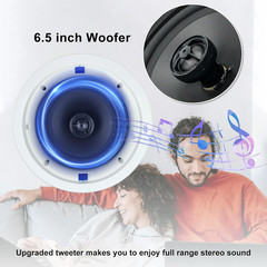 6.5 Inch 640 Watts Ceiling Speakers 2 Way Flush Mount Passive for Office,Kitchen