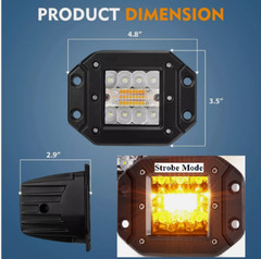 5″inch 72W Flush Mount LED Work Light Pods Strobe Offroad Day Driving Fog Lights