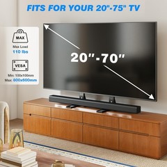Rfiver Universal TV Stand for 20-70 inch Flat Curved TVs, 20″-70″, Black