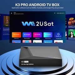 We2USat K3 PRO Android TV Box 6K HD, Voice Remote, Google Play, Streaming Device