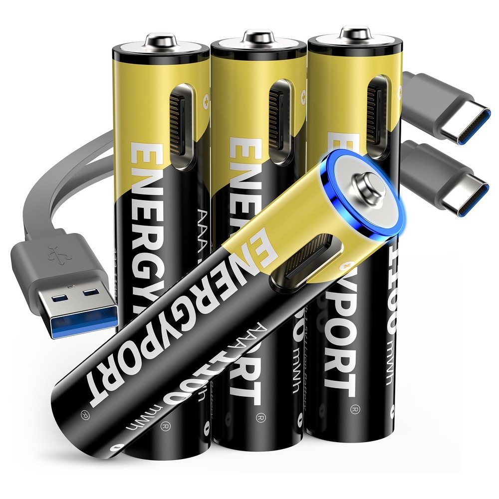 4Pcs 1.5V AAA USB Rechargeable Batteries 1.5 V 1100mWh Li-ion with USB-C Cable