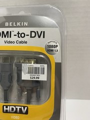 New Belkin HDMI to DVI Video Cable – 12 Ft – 1080P HDMI – Gray