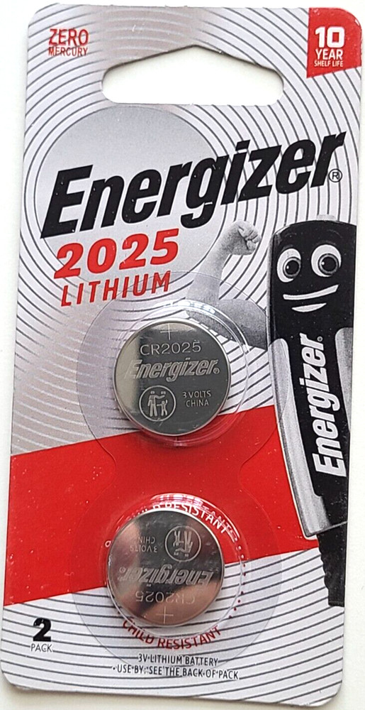 2 PK ENERGIZER ECR2025 3V LITHIUM BAT. DL2025 CR2025 (GREAT EXP 12/34) FREE SHIP