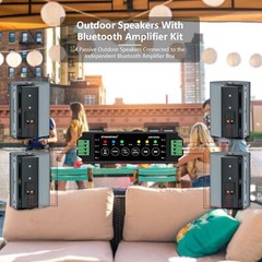 4 Pack 6.5″ Outdoor Bluetooth Speakers 800W Waterproof Wired Wall Mount Patio